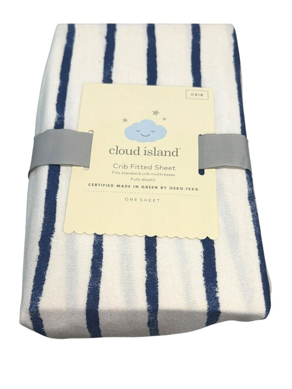 Cloud Island Crib Fitted Sheet Blue Stripes Oeko-Tex Certified 28x52 New